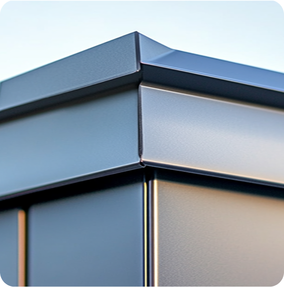 Close-up of a commercial metal roof edge